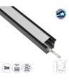 GLOBOSTAR® ALP-LINEAR RECESSA 61786-3M Χωνευτό Προφίλ Αλουμινίου με Λευκό Γαλακτερό Πατητό Κάλυμμα για Ταινίες LED IP20 - Μαύρο Ματ - Μ300 x Π3.5 x Υ4cm